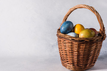 Multi-colored Easter eggs. Easter. Easter eggs on a light background Easter background. Easter Symbol Easter Greetings Christ Is Risen Copyspace