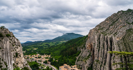 Citadel of Sisteron in the south of France, Europe. Sisteron charming medieval town in the province Alpes-de-Haute-Provence. Famous tourist attraction.