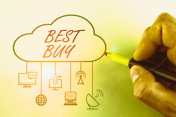 Conceptual hand writing showing Best Buy. Concept meaning most advantageous combination of cost and...