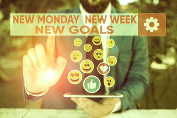 Word writing text New Monday New Week New Goals. Business photo showcasing showcasing next week...