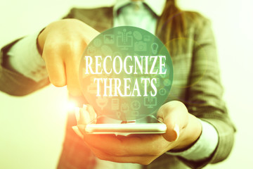 Handwriting text writing Recognize Threats. Conceptual photo potential to cause serious harm to a...