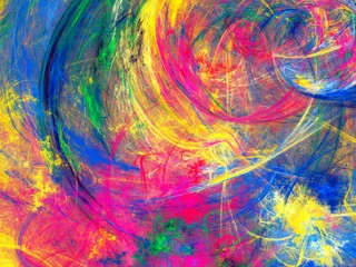 Zelfklevend behang Mix van kleuren regenboog abstracte fractal achtergrond 3D-rendering illustratie