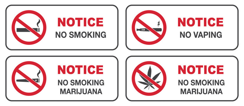 No Smoking Sign Vector For Cigarette And Electronic Cigarette Vaporizer And Marijuana