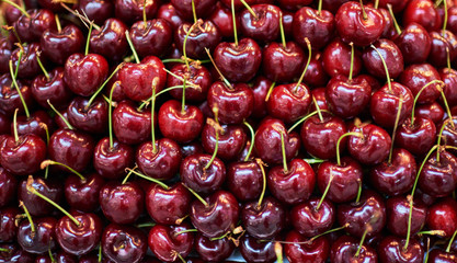 Stall of organic vegetables and fruits at a farmers market. Selling organic fresh agricultural product at farmer market.