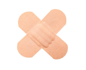 Medical sticking plasters isolated on white. First aid item