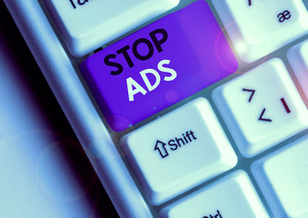 Handwriting text writing Stop Ads. Conceptual photo program that will remove different kinds of...