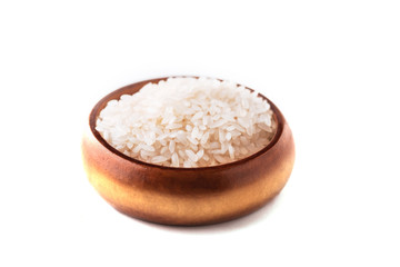 rice in bowl isolated on white