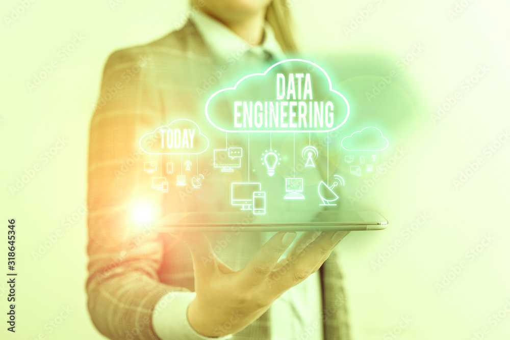 Poster conceptual hand writing showing data engineering. concept meaning data science that focuses on pract