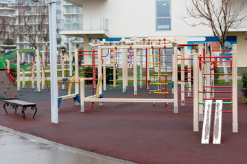 a modern playground on which children are interested