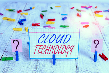 Conceptual hand writing showing Cloud Technology. Concept meaning on deanalysisd availability of...