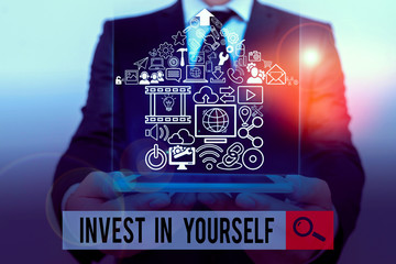 Conceptual hand writing showing Invest In Yourself. Concept meaning learn new things or materials...