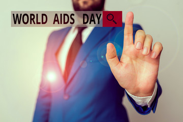Text sign showing World Aids Day. Business photo text 1st December dedicated to raising awareness...
