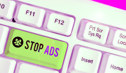 Handwriting text writing Stop Ads. Conceptual photo program that will remove different kinds of...