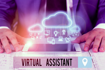 Handwriting text Virtual Assistant. Conceptual photo demonstrating who provides various services to...
