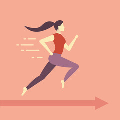 Vector illustration. Women running. Sport, active lifestyle 