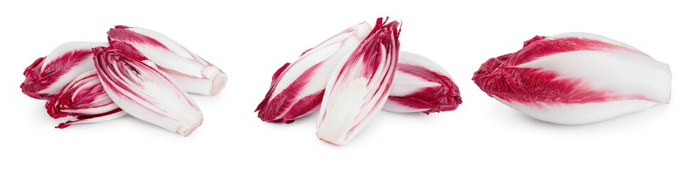 Obraz premium red chicory or radicchio isolated on white background, Set or collection
