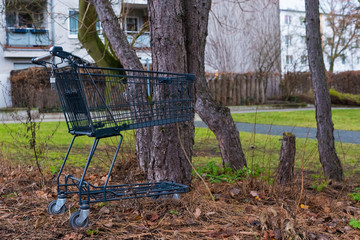 Shopping carts left on the street, abandoned shopping carts