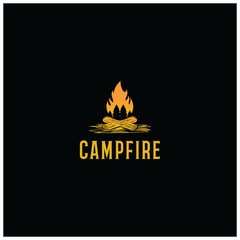 fire wood forest icon outdoor hot inferno bonfire logo vector illustration