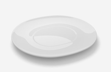 empty plate isolated on white background, 3D rendering