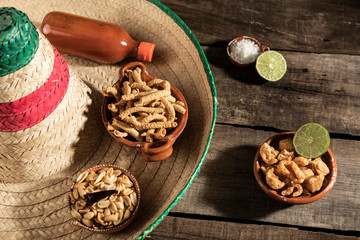 Mexican snacks in white background