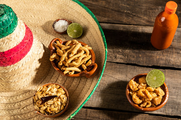 Mexican snacks in white background