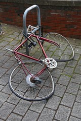 Fototapeta na wymiar Bicycle wreck vandalized