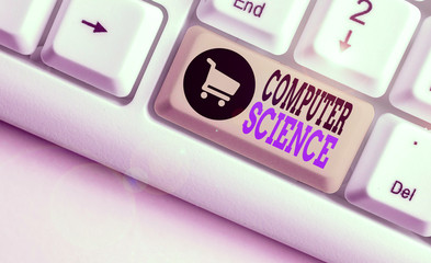 Text sign showing Computer Science. Business photo showcasing study of both computer hardware and...