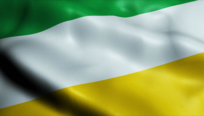 3D Waving Colombia City Flag of Cantagallo Closeup View