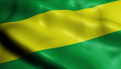 3D Waving Colombia City Flag of Caucasia Closeup View