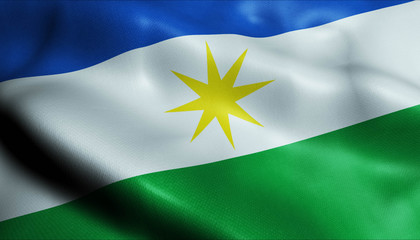 3D Waving Colombia City Flag of La Estrella Closeup View