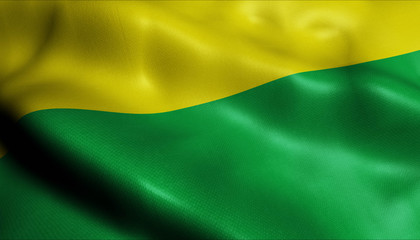 Fototapeta na wymiar 3D Waving Colombia City Flag of Pauna Closeup View