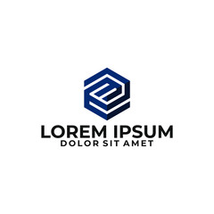 Initial letter EM or ME logo template with 3d cube hexagonal symbol in flat design monogram illustration