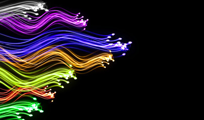 Freeze light photo. Abstract futuristic, neon pattern background in wave shape.