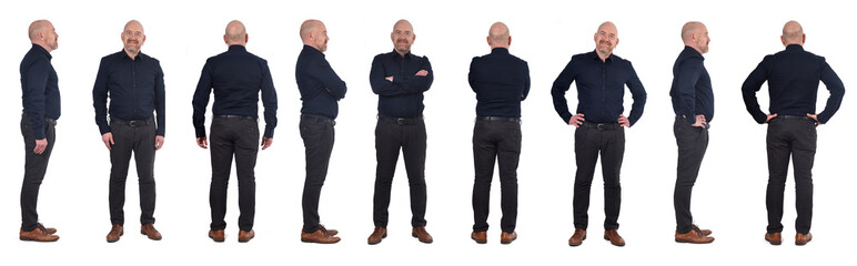 full portrait of a man standing in various poses - Powered by Adobe