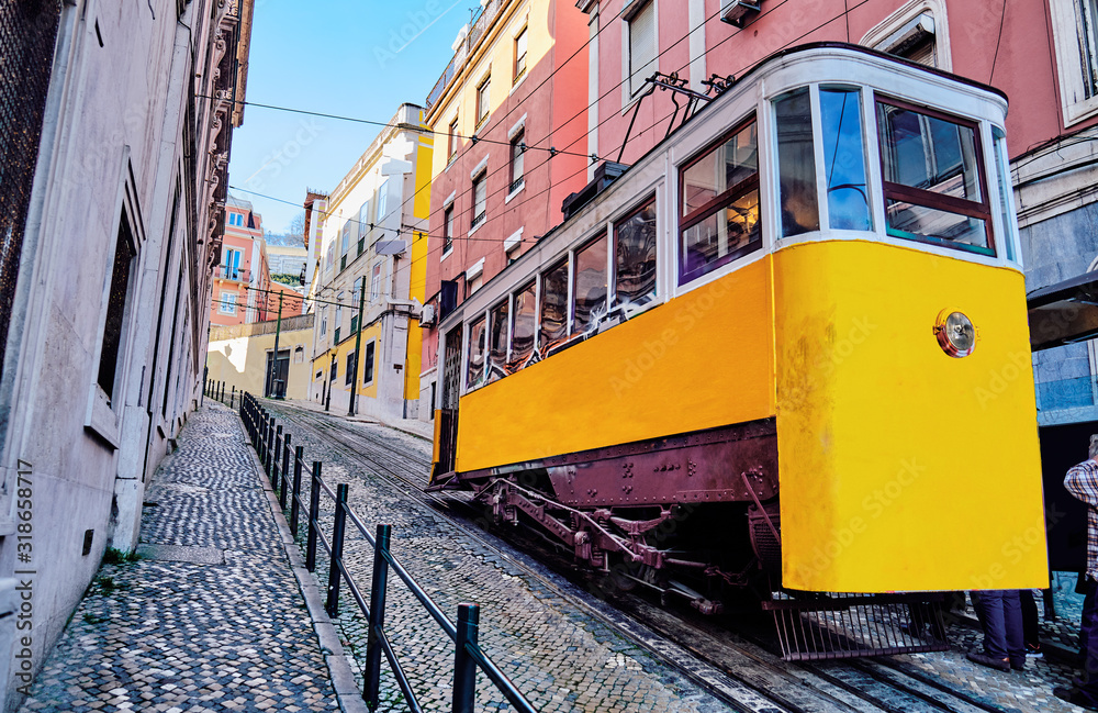 Wall mural The Gloria Funicular in Lisbon, Portugal.