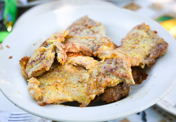 Cutlet meat lying on the plate. Homemade cuisine.