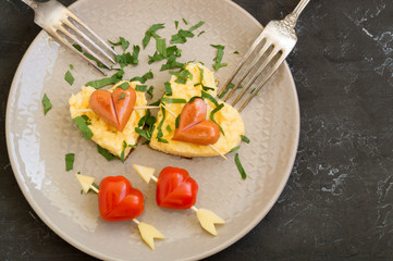 scrambled eggs with smoked salmon.