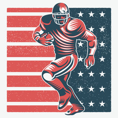 American football player logo silhouette with America flag background © ROOMPOETLIAR
