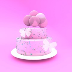 3d illustration.   Big cake.
