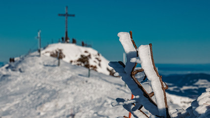 Fototapeta premium Beautiful winter view at the famous Untersberg, Grödig, Salzburg, Austria