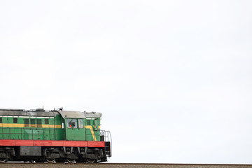 diesel locomotive in an industrial zone