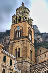 Fototapeta na wymiar Bell tower of the Cathedral of Amalfi, Italy