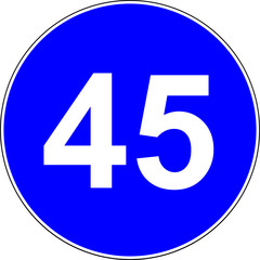 45 suggested speed road sign