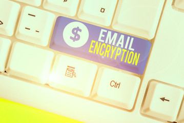 Conceptual hand writing showing Email Encryption. Concept meaning protect the content from being...