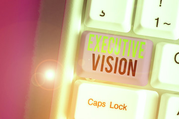 Word writing text Executive Vision. Business photo showcasing inspires those around them to move...