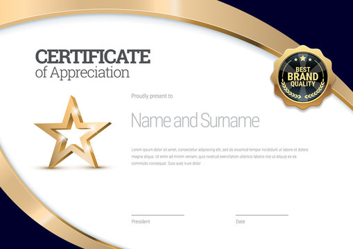 Certificate template. Diploma of modern design or gift certificate. Vector illustration.