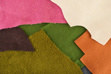 Soft woolen fabrics pieces of different colors
