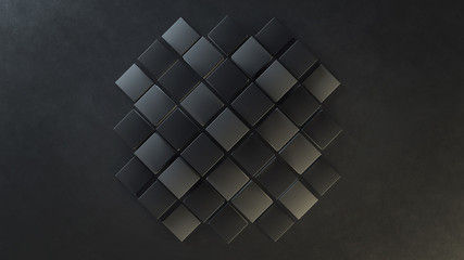 3d render abstract background with a pattern of diagonal gray cubes.