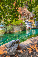 Dervish monastery or tekke at the Buna River spring in the town of Blagaj