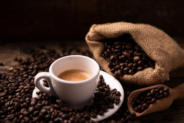 Coffee beans. Brewed, coffe